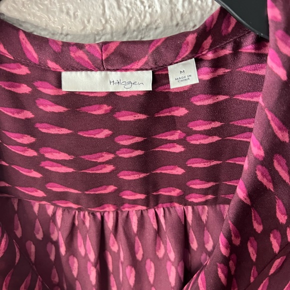 Halogen Pink Magenta Front tie High Low Sleeveless Casual Printed Blouse Tops - Picture 3 of 5